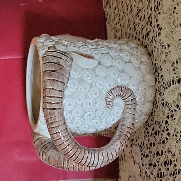 Vintage Figural Ram Sheep Head Face Mug with Horns Handle MIJ - Picture 5 of 6